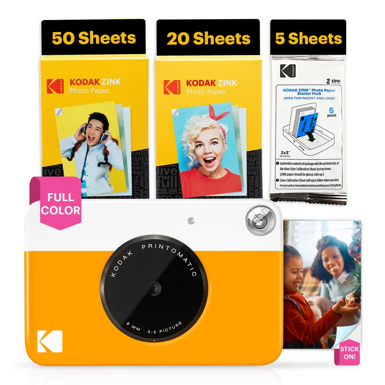 Kodak Printomatic 5MP Instant Print Camera & Zink Photo Paper (75 Sheets) Bundle